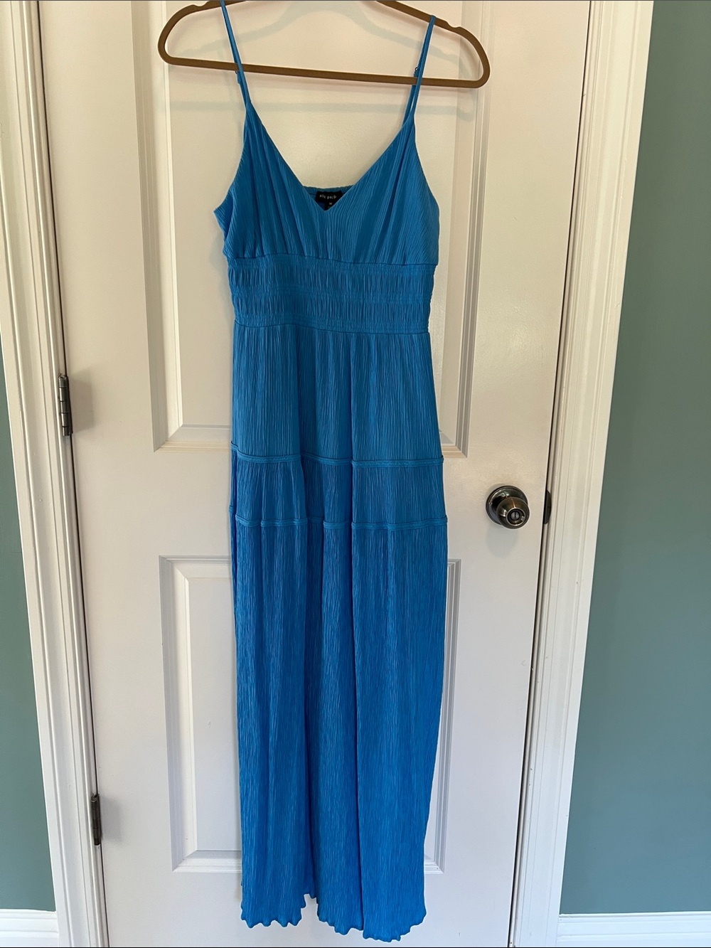 Blu Pepper Cerulean Maxi Dress with Spaghetti Straps